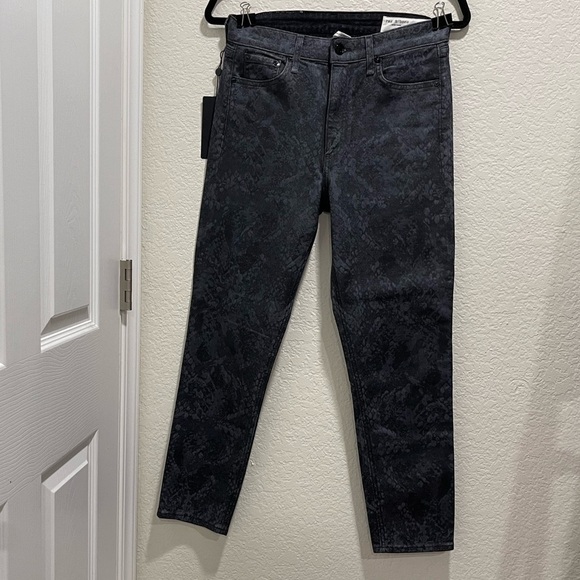 RAG & Bone Women Nina High Rise Cigarette Jeans in Black Snake Print - Picture 8 of 11